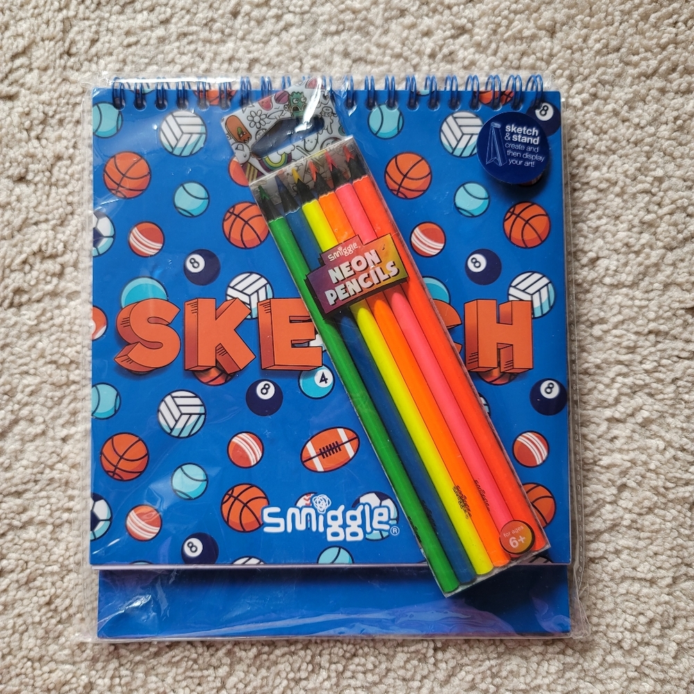 SMIGGLE SKETCH PAD WITH NEON PENCILS
